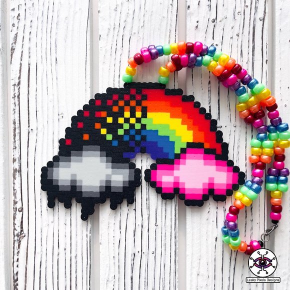 Rainbow Perler Necklace - Picture 1 of 6